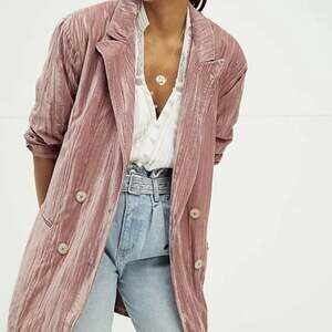 NWT Free People Daria Crinkled Velvet Blazer Jacket in Dusty Pink size S